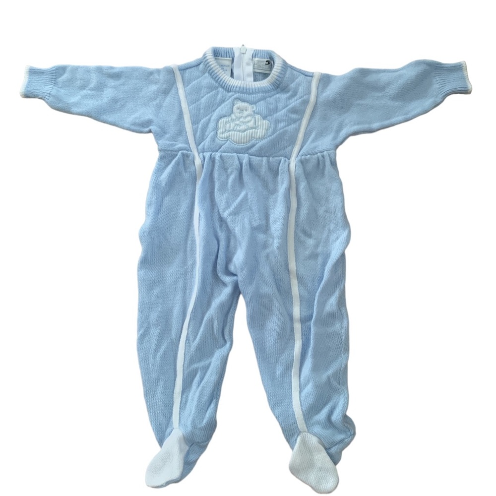 VTG baby boy outfit ALL MINE knit footie